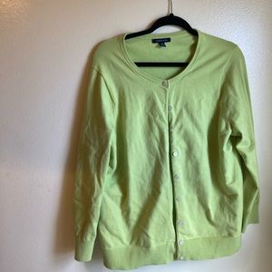 Lands End 1X Mint Green Cardigan